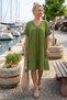 Green V-Neck Short Sleeve Skirt Ruffle Casual Muslin Wide Cut Woven Dress 106 75 - 2