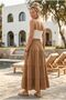 Light Brown Skirt Ruffled Scalloped Layered Casual Muslin Standard Woven Skirt 94 65 - 5