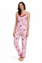 Boyraz Pink Strappy Long Pajama Set with Strawberry and Bear - Milan Set 20392