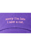 ''Sorry I'M Late I Saw a Cat'' Embroidered Washed Cap / Cat Embroidered Washed Cap - 3