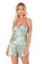 Women's, water green, satin shorts set - 2