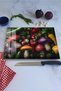 Colorful Mushroom and Pepper Themed Tempered Glass Cutting Board 30X40 cm Size Uv Printing - Bckt073