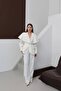 Women's White Detachable Cape Detailed Jacket and Pants Set - 4