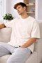 Oversize Basic T-Shirt Unisex 100% Cotton Casual Fit Daily T-Shirt Ecru