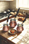 Gaziantep Hand-Embroidered Patterned Copper Coffee Pot Antique Copper Color Copper 3-Piece Coffee Pot Set - 6