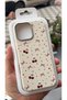 Compatible with iPhone 13 and 14 - Cream Serrated Silicone Cover Red Cherry Printed Phone Case