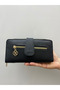 Black Soft Leather Women's Wallet Handbag with Gold Detail - 4