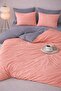 Double Elastic Sheet Duvet Cover Set Cotton Salmon-Grey