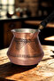 Gaziantep Hand-Embroidered Patterned Copper Coffee Pot Antique Copper Color Copper 3-Piece Coffee Pot Set - 2