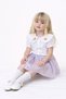 Girl's Inner Lined Glittery Sequined Skirt Embroidered Doll Collar Shirt Set