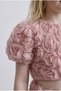 Girl's Cotton Powder Rose Appliqué Blouse Skirt Set - 2