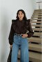 Brown Muni Shirt with Ruffle Detail on the Front - 3
