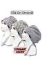 Standard Size 3-Piece Gray Patterned Gray Flower Garden Gray Crinkle Gray Nazlı Flowers Surgical Cap