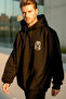 Unisex Black Oversize Back Printed 100% Cotton 3 Thread Premium Hooded Sweatshirt - 4