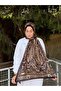 Mineşarpt Ethnic Patterned Shawl – Silk Textured, Non-Slip, Lightweight & Stylish for Daily and Special Use, Brown/Beige - 4