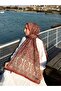 Minel Scarf Shawl – Ethnic Patterned Shawl, Silk Texture, Non-Slip, Lightweight & Stylish for Daily Use Tile/Beige - 2