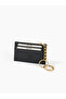 Black Shk136 Faux Leather, Zippered, Five-Compartment Card Holder and Bag Charm - 5