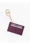 Purple Shk136 Faux Leather, Zippered, Five-Compartment Card Holder and Bag Charm