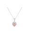 Tarnish Resistant Stainless Steel Pink Heart Stone Pendant Silver Color Elegant Women's Necklace