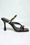 Dolia Gold Banded Flip-Flop Clog Heeled Slippers - Brown - 3