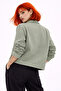 Women's Green Oversize Seasonal Gabardine Jacket with Snap Detail - 4