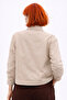 Women's Stone Oversize Seasonal Gabardine Jacket with Snap Detail - 7