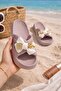 Women's Bow Detailed Teddy Bear Beach Slippers - Light Sole, Non-Slip, Daily Summer Beach Pool Slippers, Comfortable - 3