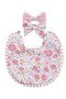 - Isabella Ribbon Headband and Reversible Baby Bib For Babies - Floral Light Pink