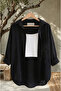 3-Pack Black, White, Navy Blue Oversized Linen Textured 100% Cotton Single Pocket Casual Shirts - 2