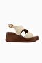 Olea Genuine Leather Beige Wedge Heeled Women's Sandals - 2