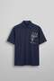 Men's Oversize Embroidery Detailed Cotton Short Sleeve Shirt Navy Blue