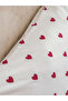 Red heart print cotton single duvet cover set - 4