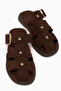 Joella Brown Suede Buckle Women's Slippers - 5