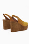 Caty Mustard Suede Wedge Heeled Women's Sandals - 6