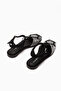 Kelly Genuine Leather Black Silver Cage Detailed Belted Women's Sandals - 5
