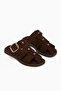 Joella Brown Suede Buckle Women's Slippers - 4
