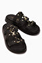 Blenda Genuine Leather Black Buckle Women's Slippers - 4