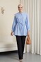 Baby collar scalloped waist lace modal tunic - blue - 3