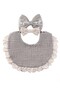 -Camila Ribbons Headband & Baby Bib Set - Grey