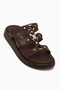 Blenda Genuine Leather Brown Buckle Women's Slippers