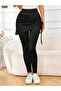 Women's High Waist Camisole Leggings Skirt with Side Gathering and Long Bottom Model - 2