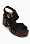 Cleo Black Suede Belted Platform Heeled Women's Sandals