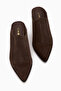 Lamai Genuine Leather Brown Closed-Front Heeled Women's Slippers - 5
