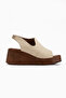 Rozelin Genuine Leather Beige Elastic Wedge Heeled Women's Sandals - 2