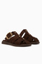 Joella Brown Suede Buckle Women's Slippers - 3