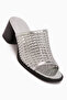 Luzia Genuine Leather Silver Hand Knitted Heeled Women's Slippers