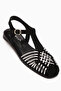 Kelly Genuine Leather Black Silver Cage Detailed Belted Women's Sandals