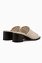 Luzia Genuine Leather Beige Hand Knitted Heeled Women's Slippers - 7