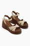 Nooria Genuine Leather Beige Cross-Strapped Wedge Heeled Women's Sandals - 4