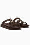 Blenda Genuine Leather Brown Buckle Women's Slippers - 4